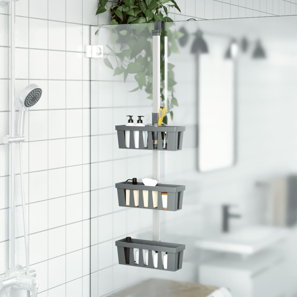Berkfield Shower Hanger Shelf 30x15x(67-105) cm Aluminium