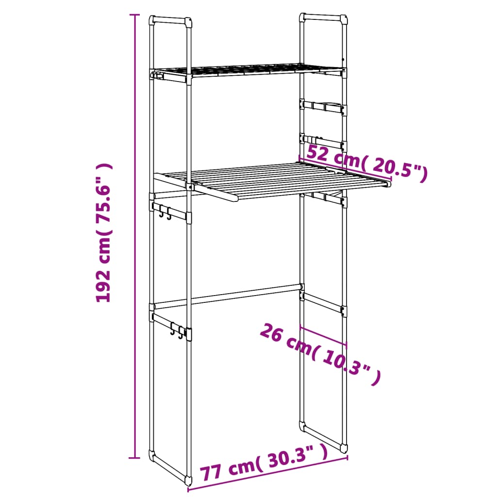 Berkfield Washing Machine Shelf 77x52x192 cm Aluminium