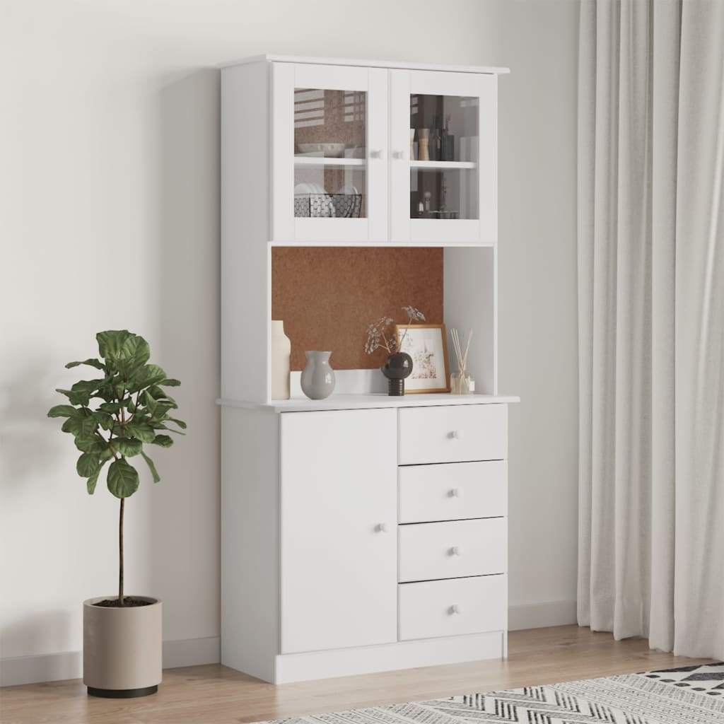 Berkfield Highboard ALTA White 77x35x165 cm Solid Wood Pine
