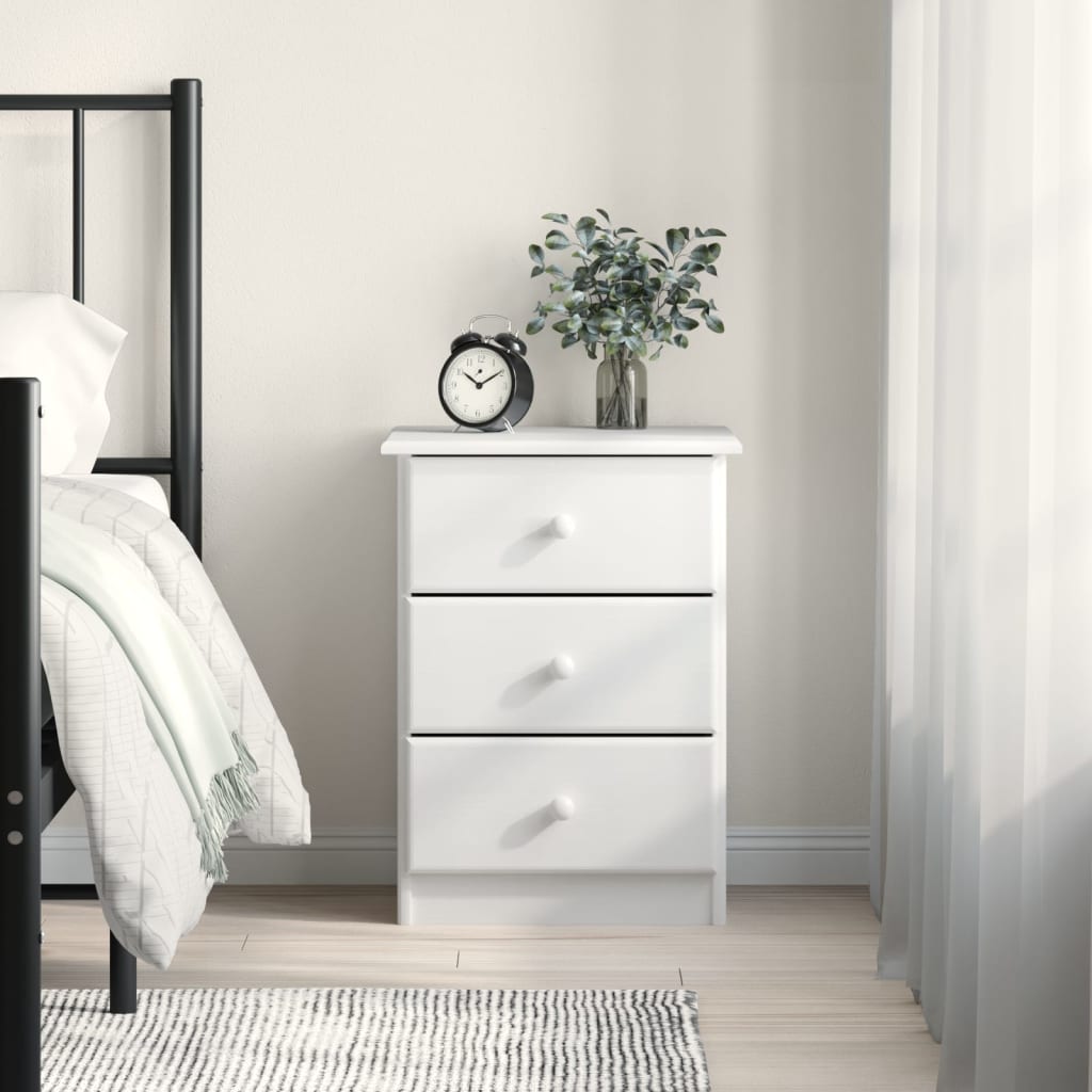 Berkfield Bedside Cabinet ALTA White 41x35x55 cm Solid Wood Pine