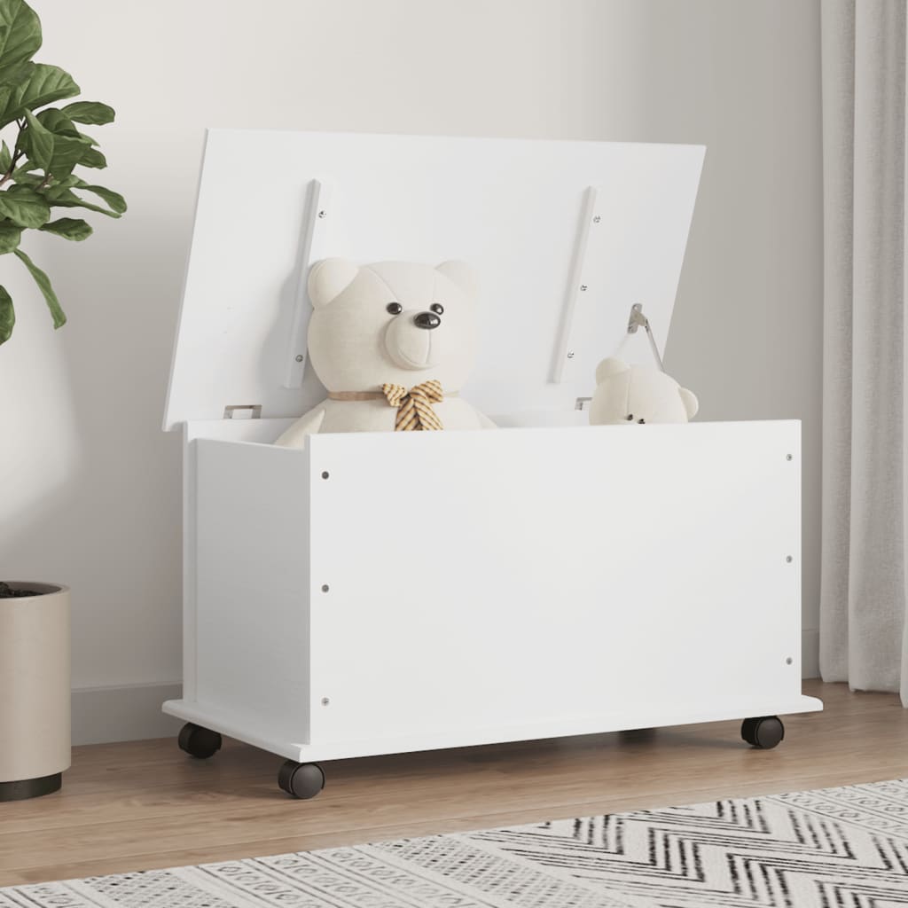 Berkfield Storage Chest with Wheels ALTA White 73x39.5x44 cm Solid Wood Pine