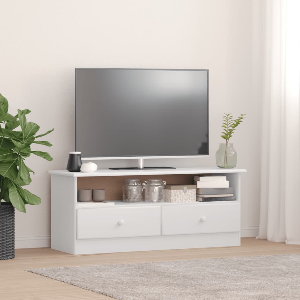 Berkfield TV Cabinet with Drawers ALTA White 100x35x41 cm Solid Wood Pine