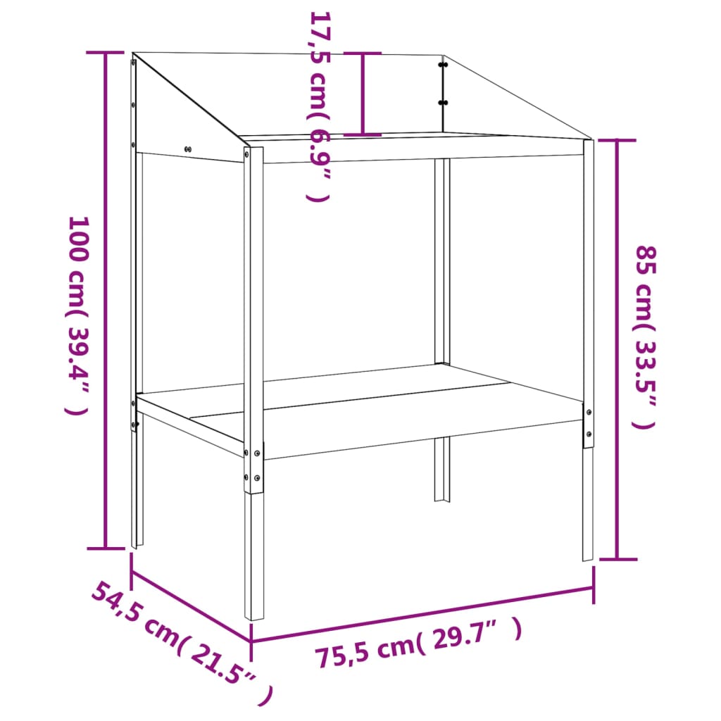 Berkfield Plant Stand Anthracite 75.5x54.5x100 cm Galvanised Steel