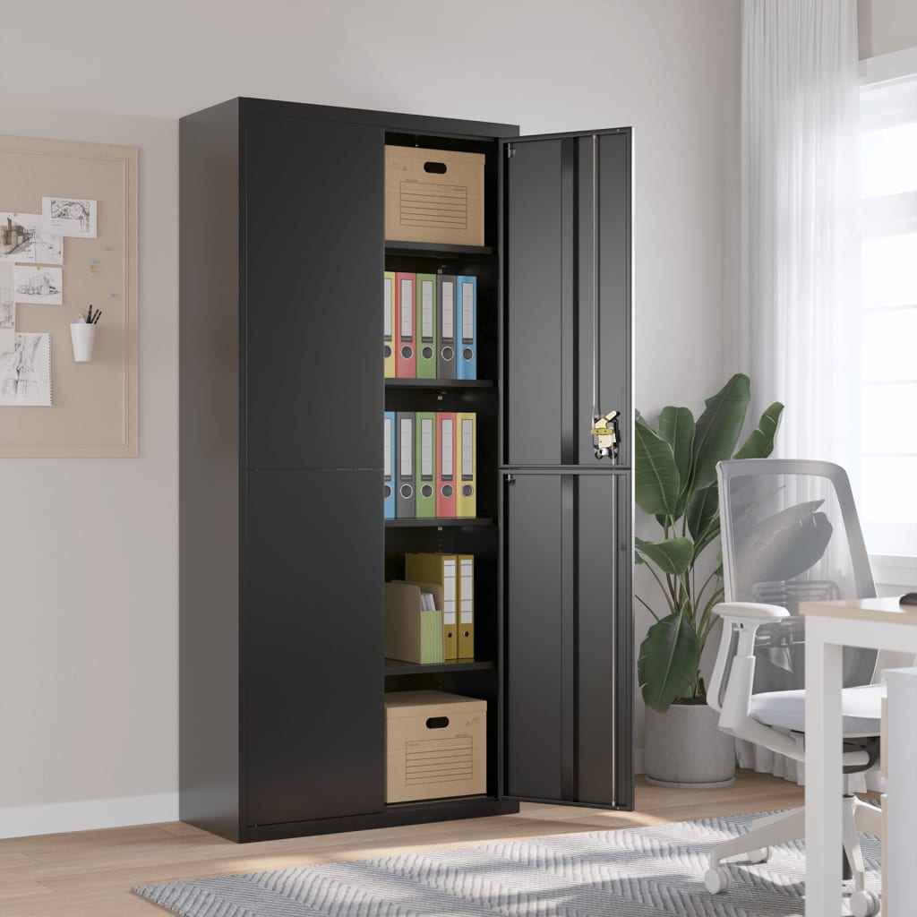 Berkfield File Cabinet Black 90x40x200 cm Steel