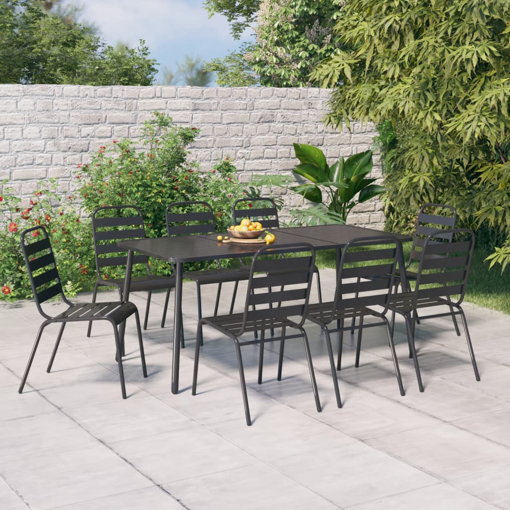 Berkfield 9 Piece Garden Dining Set Anthracite Steel