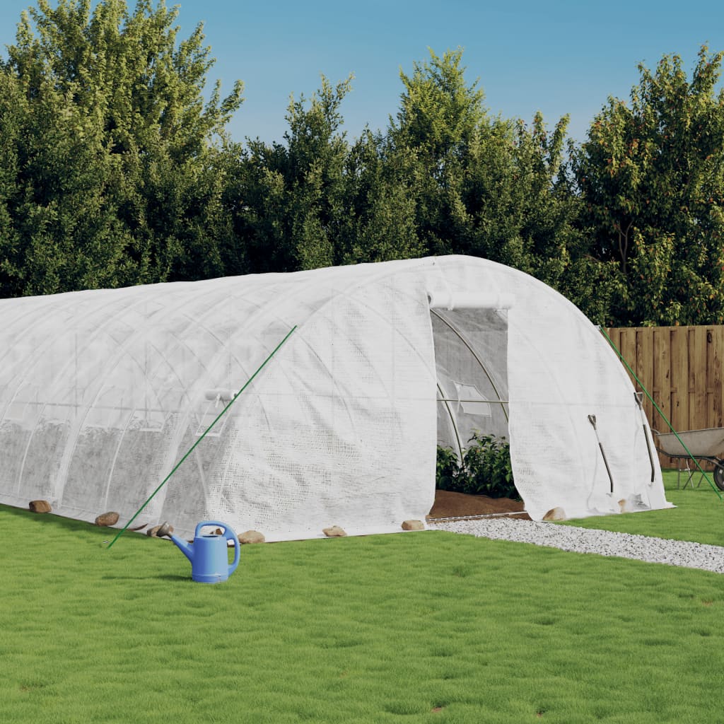 Berkfield Greenhouse with Steel Frame White 100 m�__ 20x5x2.3 m