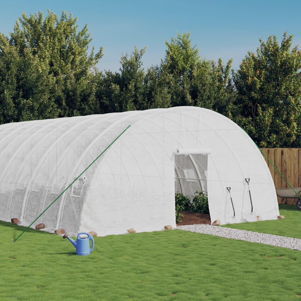 Berkfield Greenhouse with Steel Frame White 84 m�__ 14x6x2.85 m