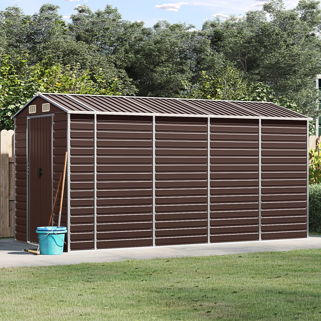 Berkfield Garden Shed Brown 191x385x198 cm Galvanised Steel