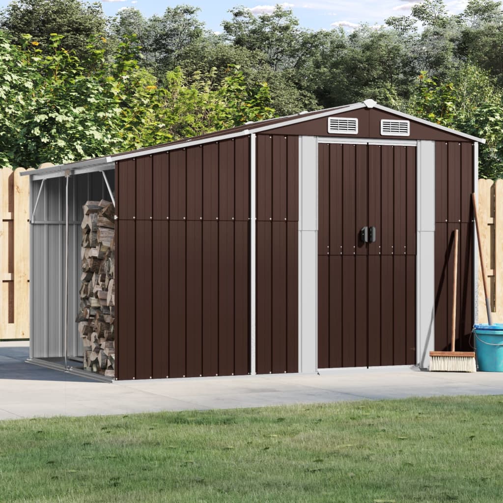 Berkfield Garden Shed Brown 277x192.5x179 cm Galvanised Steel