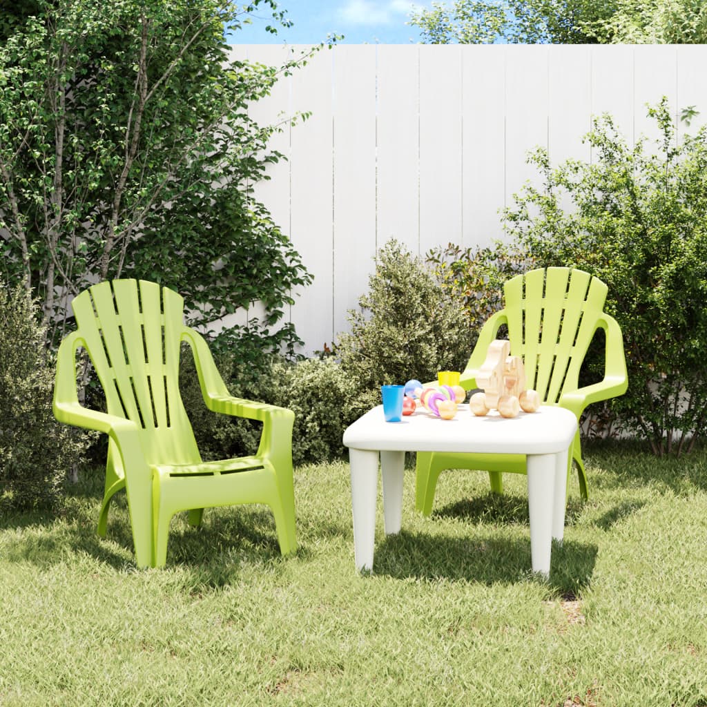 Berkfield Garden Chairs 2 pcs for Children Green 37x34x44cm PP Wooden Look