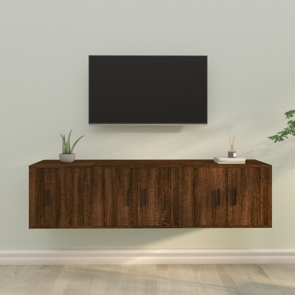 Berkfield 3 Piece TV Cabinet Set Brown Oak Engineered Wood