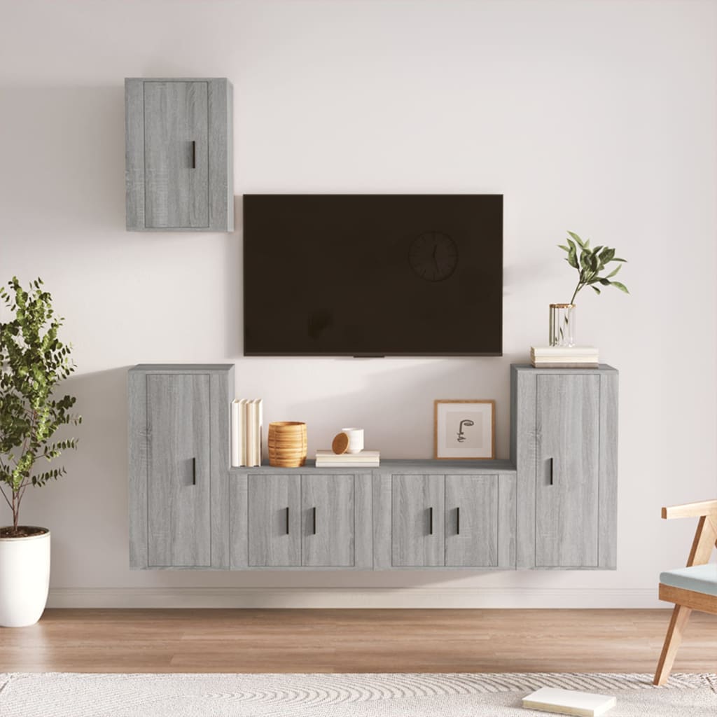 Berkfield 5 Piece TV Cabinet Set Grey Sonoma Engineered Wood