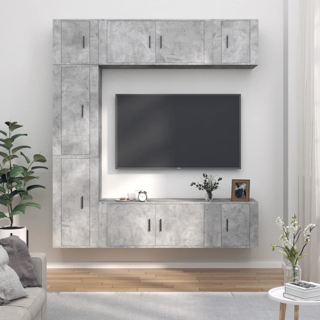 Berkfield 7 Piece TV Cabinet Set Concrete Grey Engineered Wood