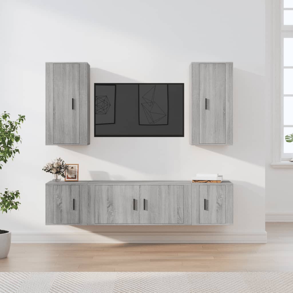 Berkfield 5 Piece TV Cabinet Set Grey Sonoma Engineered Wood