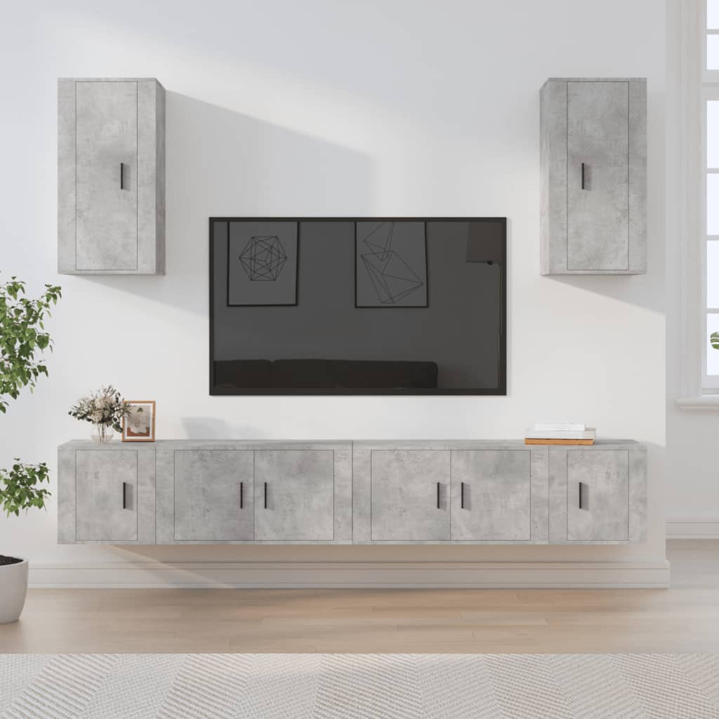Berkfield 6 Piece TV Cabinet Set Concrete Grey Engineered Wood