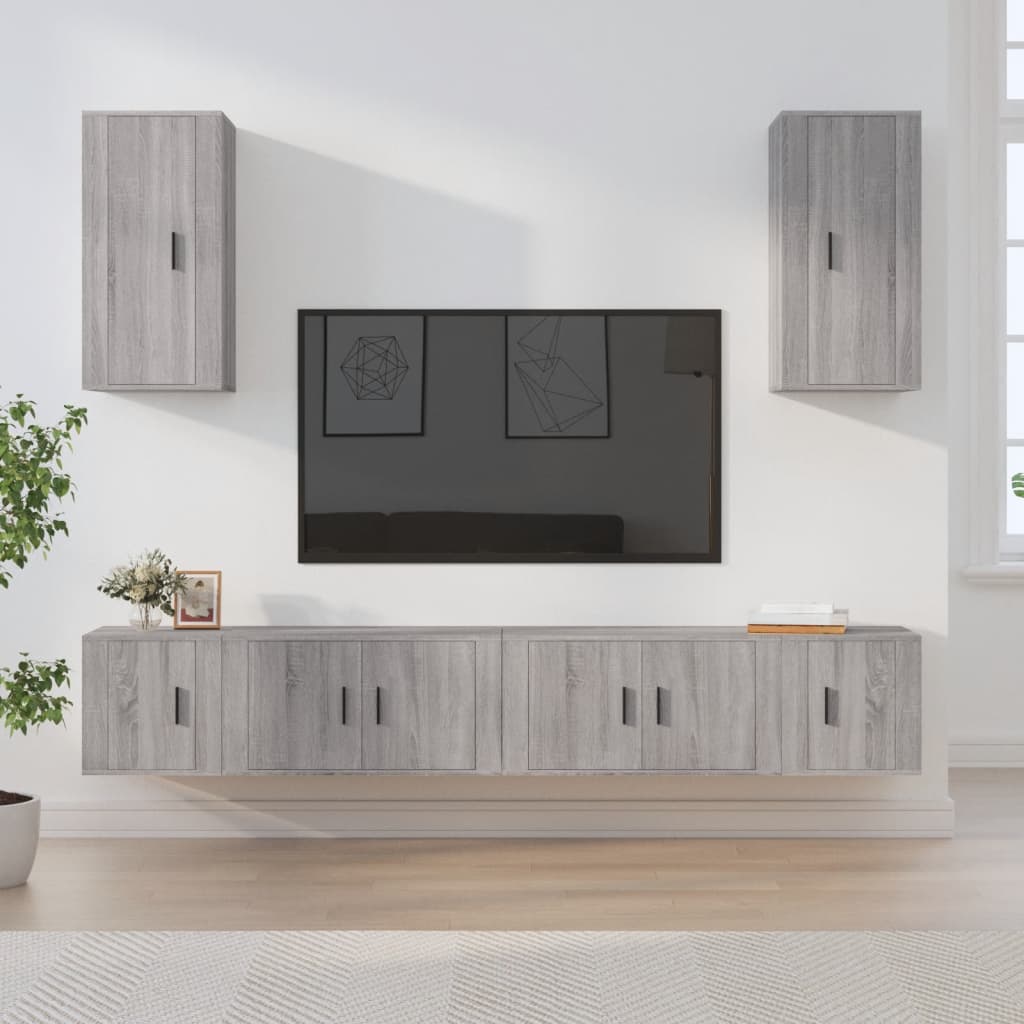 Berkfield 6 Piece TV Cabinet Set Grey Sonoma Engineered Wood
