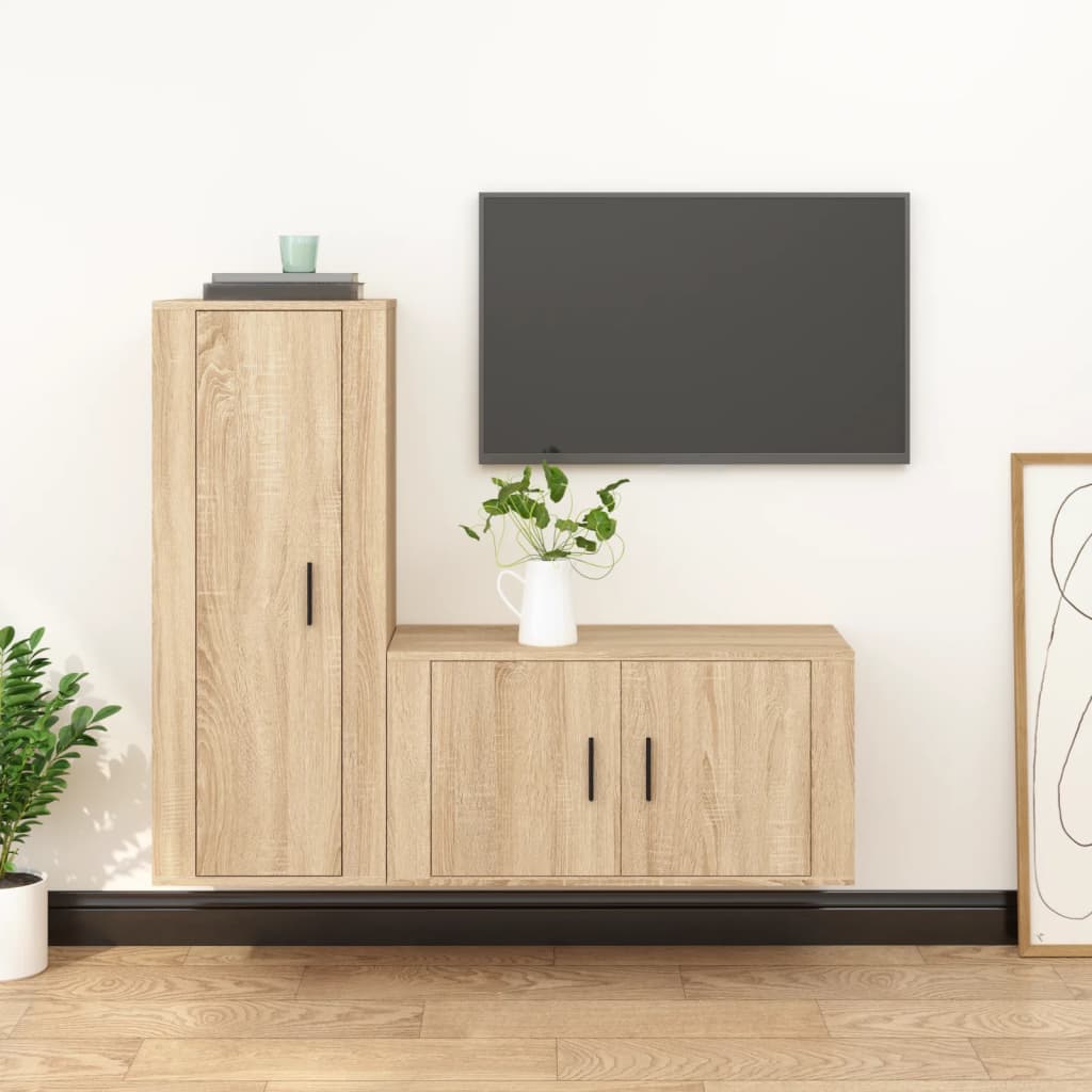Berkfield 2 Piece TV Cabinet Set Sonoma Oak Engineered Wood