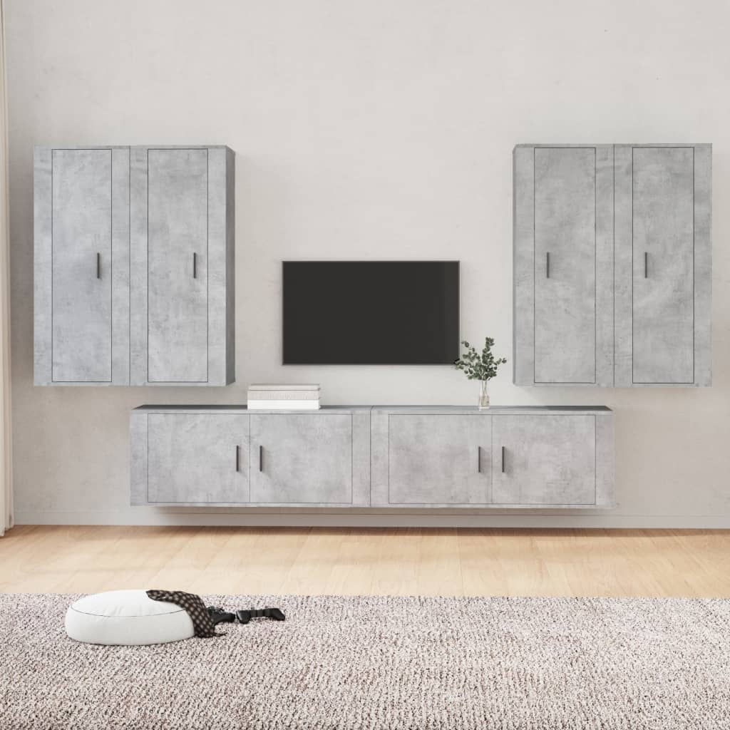 Berkfield 6 Piece TV Cabinet Set Concrete Grey Engineered Wood