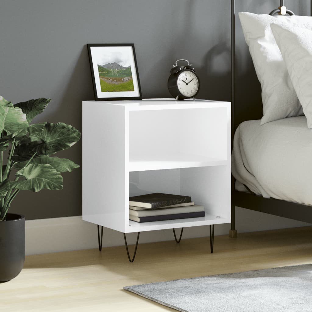 Berkfield Bedside Cabinet High Gloss White 40x30x50 cm Engineered Wood