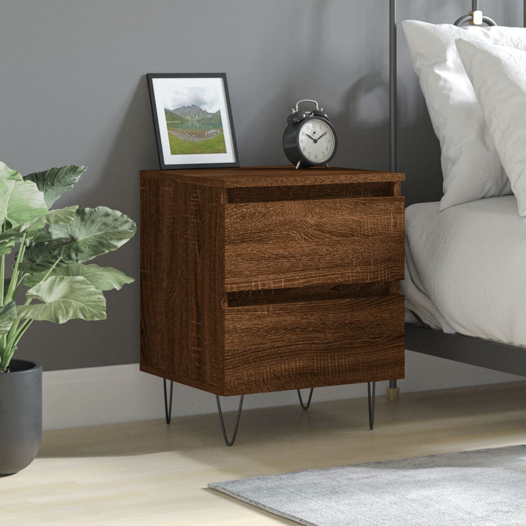 Berkfield Bedside Cabinet Brown Oak 40x35x50 cm Engineered Wood