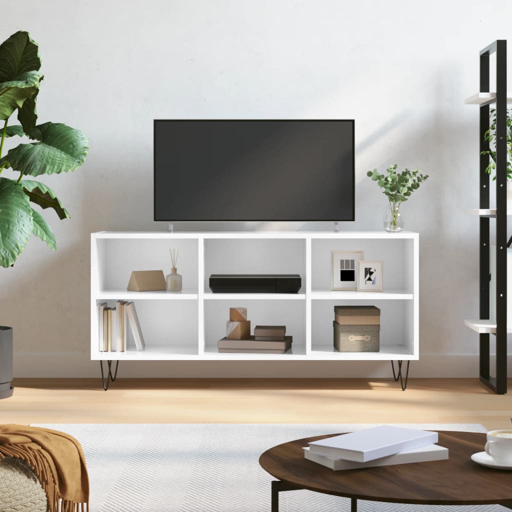 Berkfield TV Cabinet High Gloss White 103.5x30x50 cm Engineered Wood