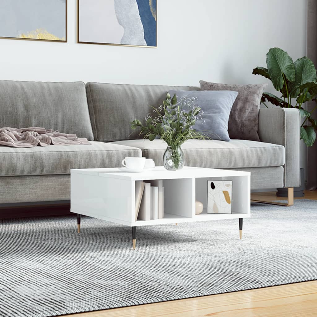 Berkfield Coffee Table High Gloss White 60x60x30 cm Engineered Wood