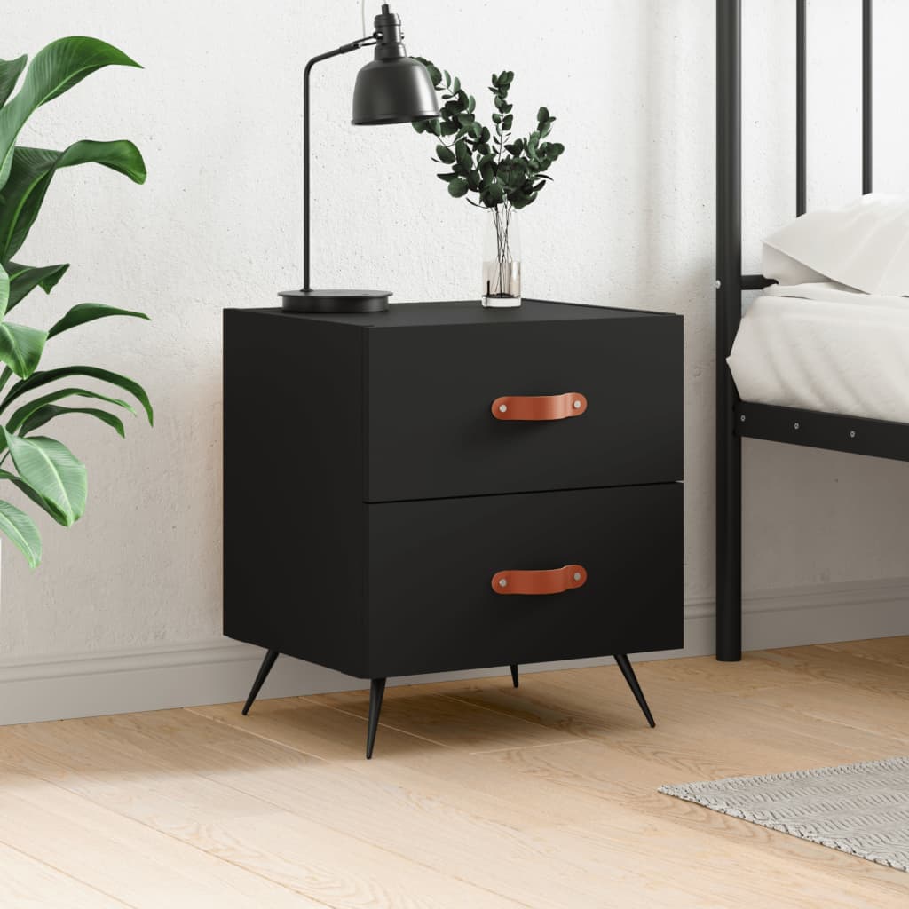 Berkfield Bedside Cabinet Black 40x35x47.5 cm Engineered Wood