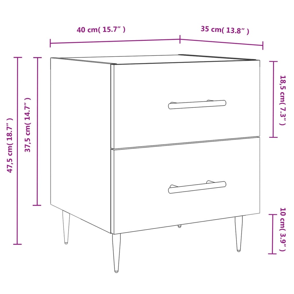 Berkfield Bedside Cabinet High Gloss White 40x35x47.5 cm Engineered Wood