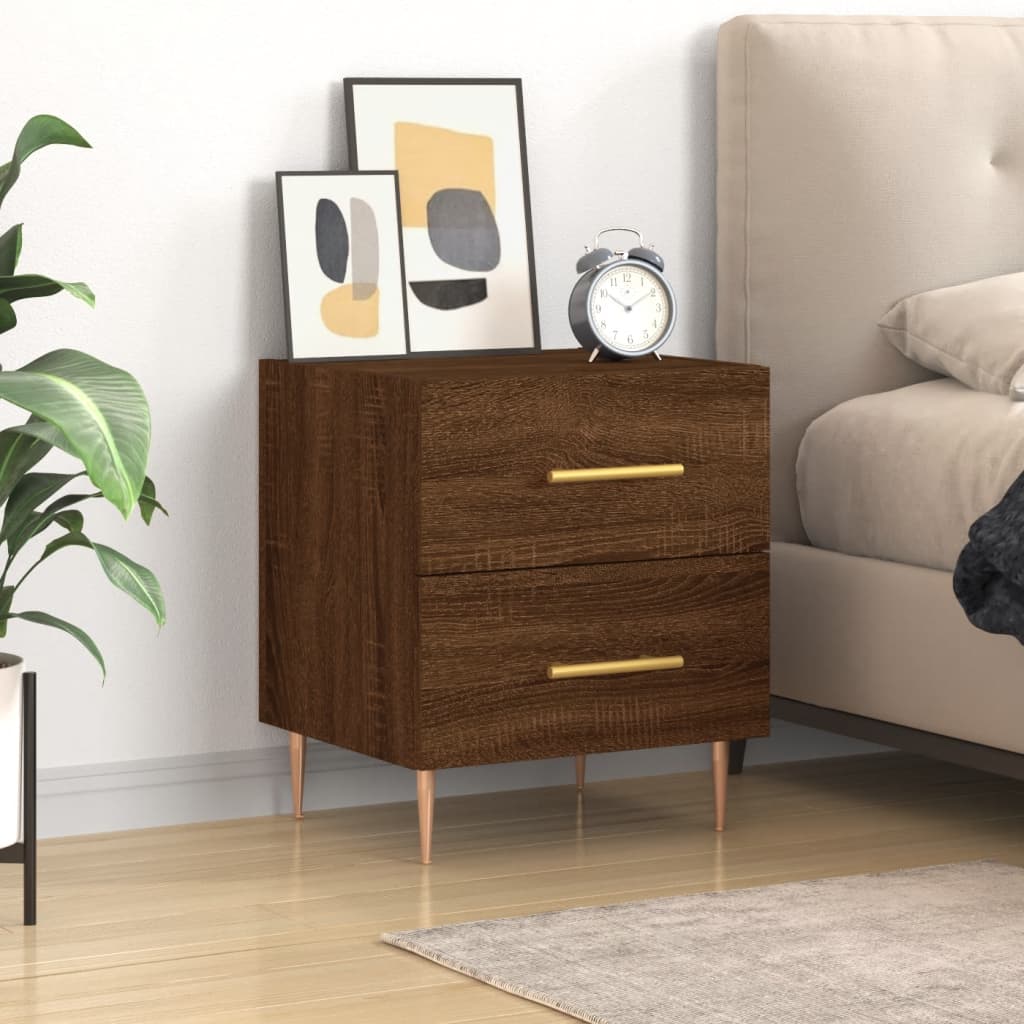 Berkfield Bedside Cabinet Brown Oak 40x35x47.5 cm Engineered Wood