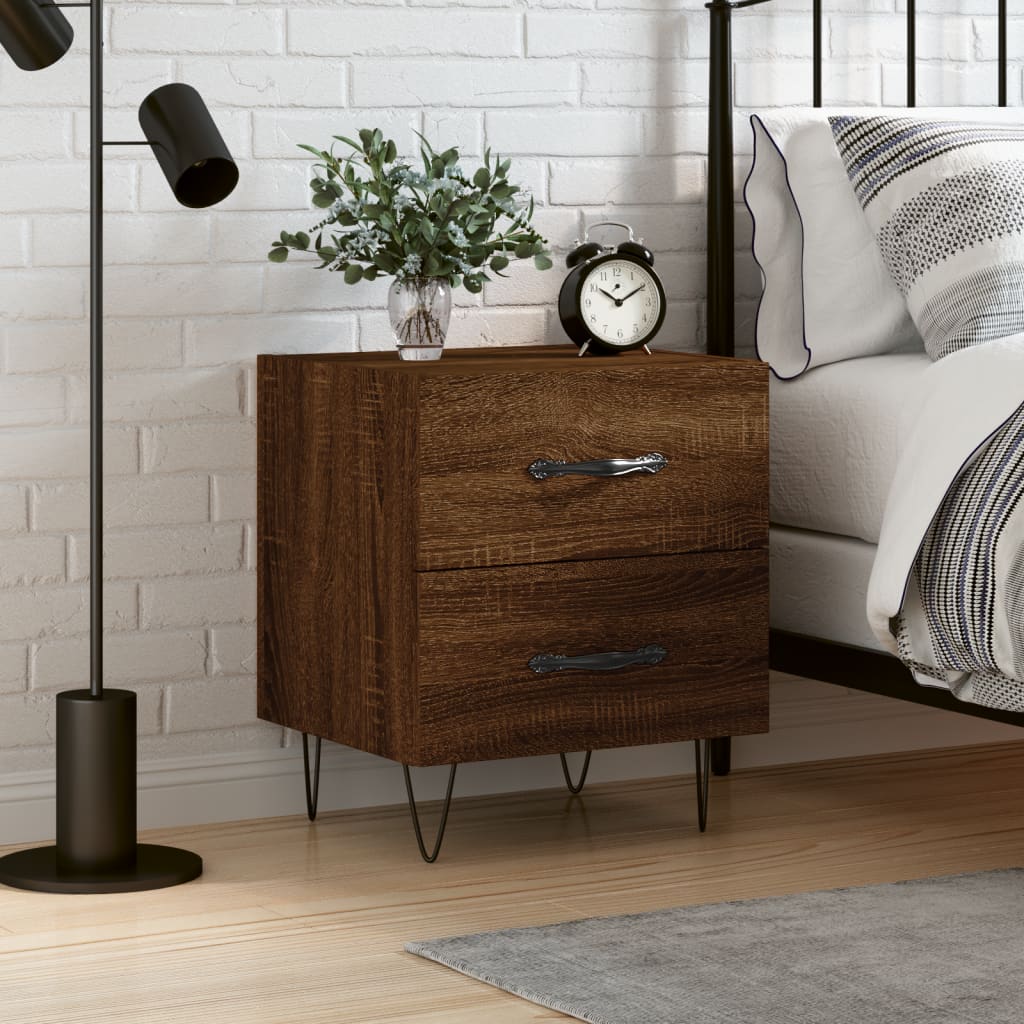 Berkfield Bedside Cabinet Brown Oak 40x35x47.5 cm Engineered Wood