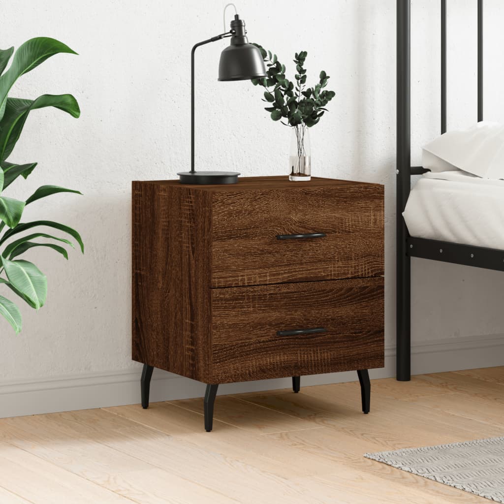 Berkfield Bedside Cabinet Brown Oak 40x35x47.5 cm Engineered Wood