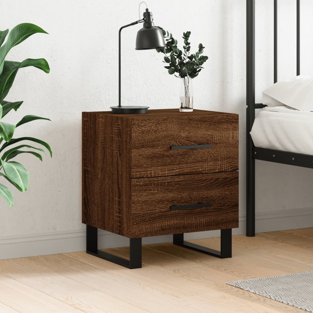 Berkfield Bedside Cabinet Brown Oak 40x35x47.5 cm Engineered Wood