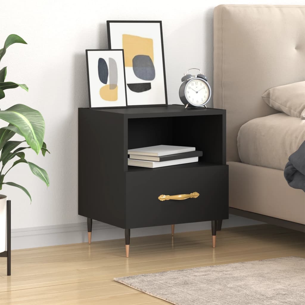 Berkfield Bedside Cabinet Black 40x35x47.5 cm Engineered Wood