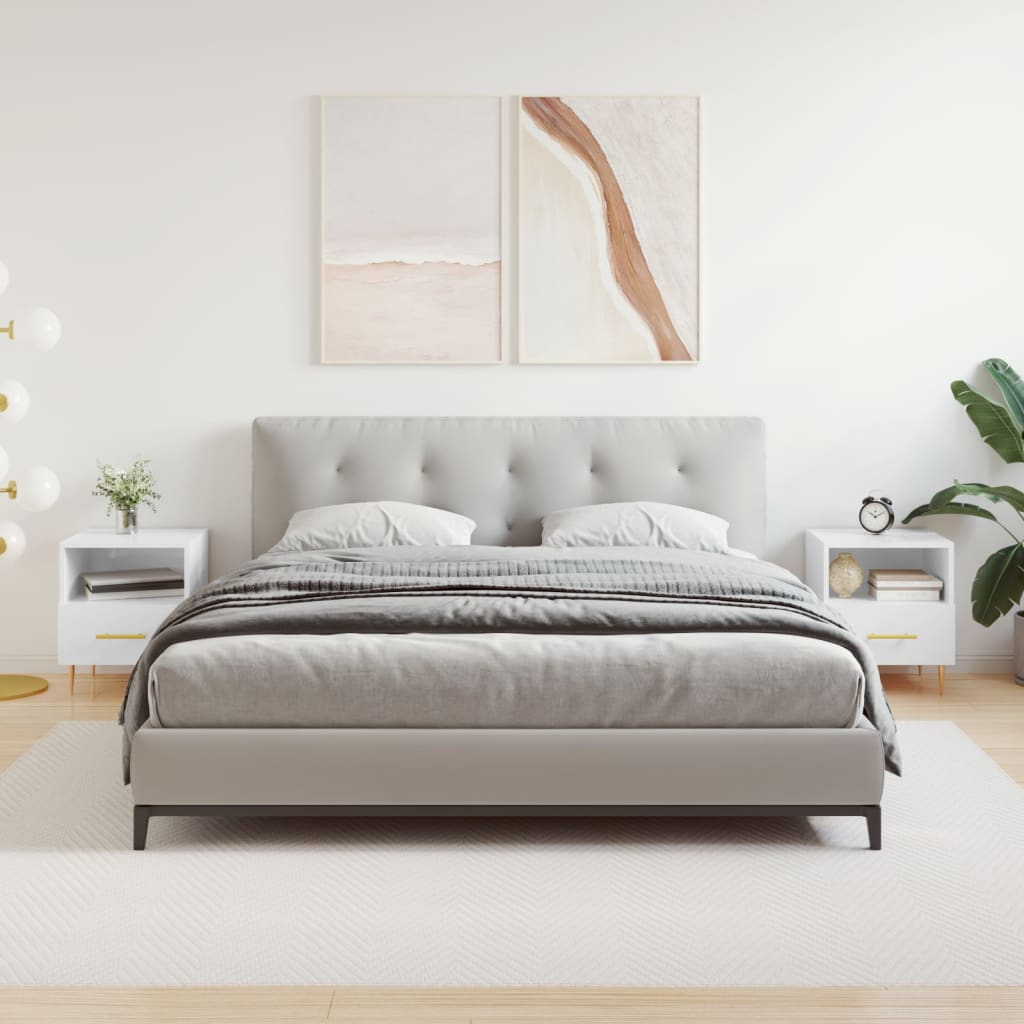 Berkfield Bedside Cabinets 2 pcs High Gloss White 40x35x47.5 cm Engineered Wood