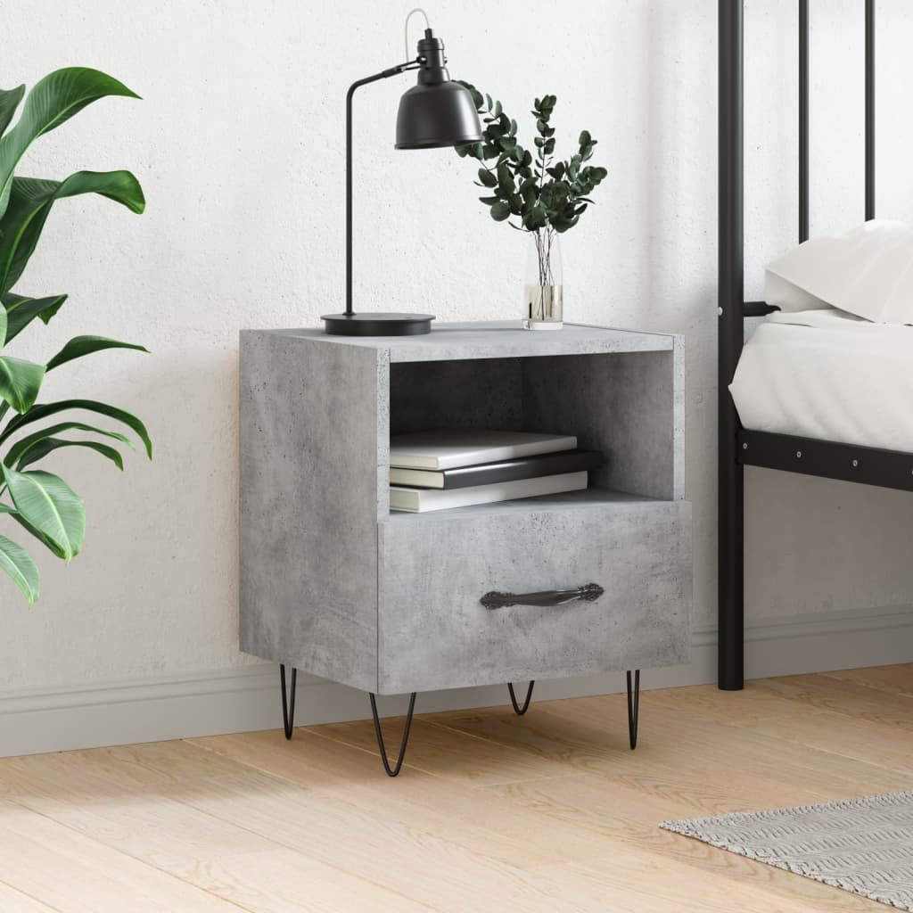 Berkfield Bedside Cabinet Concrete Grey 40x35x47.5 cm Engineered Wood
