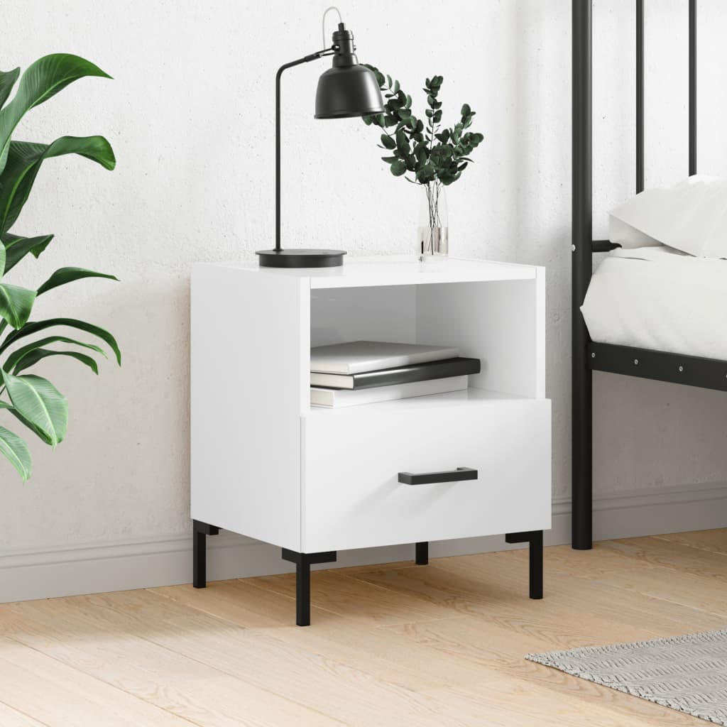 Berkfield Bedside Cabinet High Gloss White 40x35x47.5 cm Engineered Wood