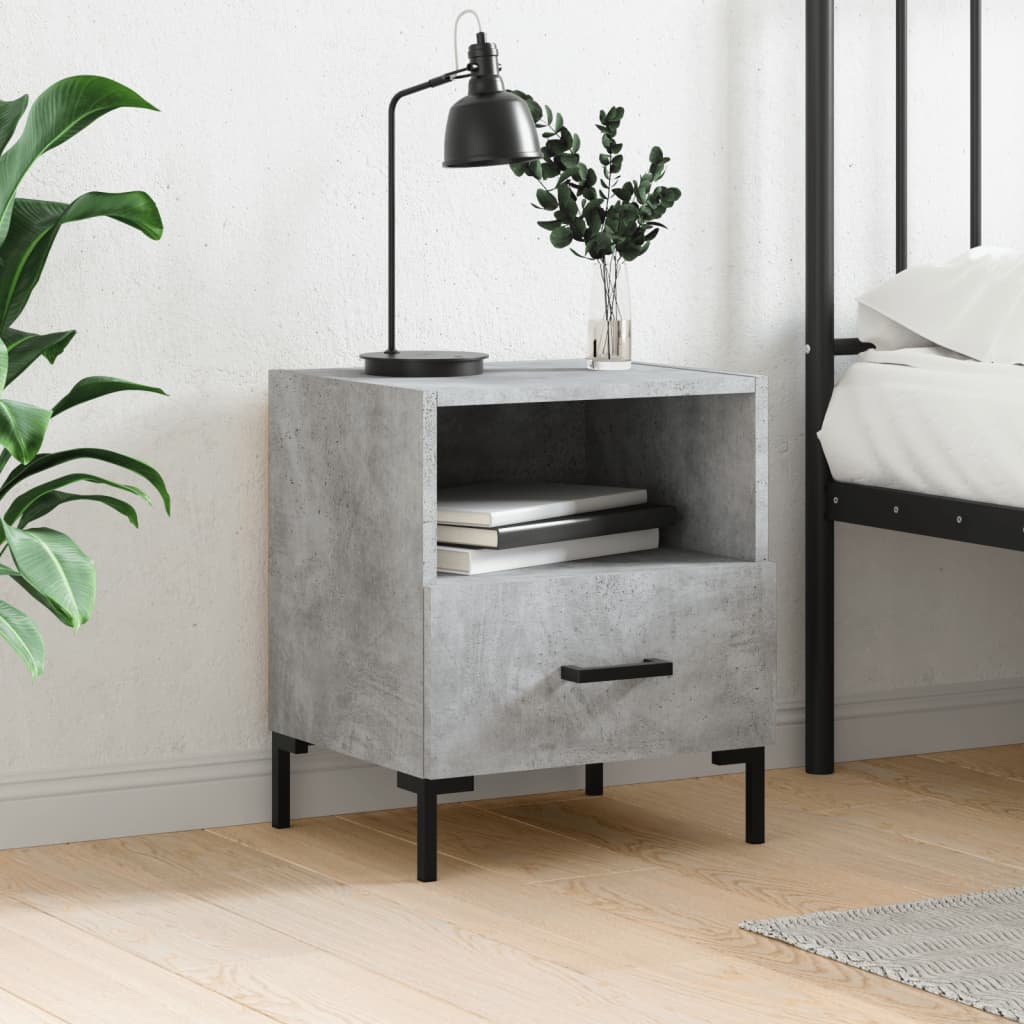 Berkfield Bedside Cabinet Concrete Grey 40x35x47.5 cm Engineered Wood