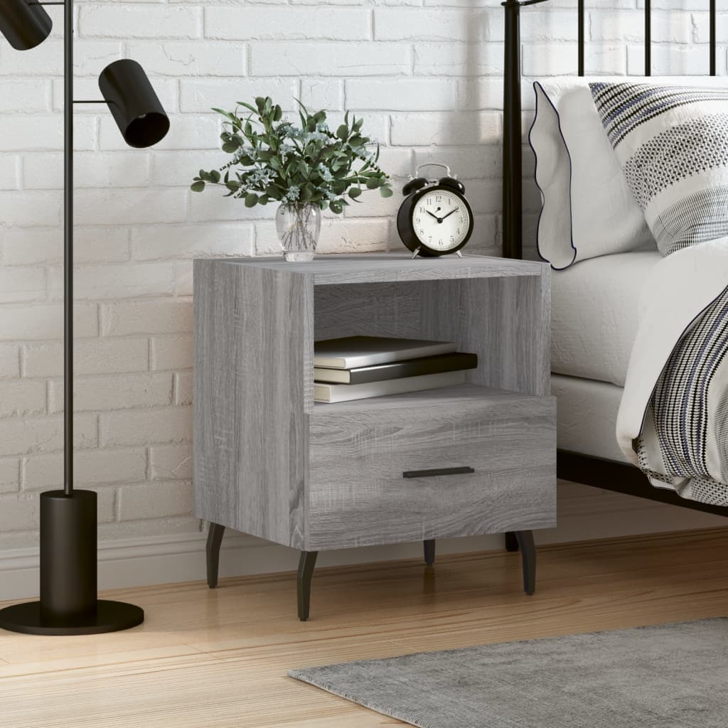 Berkfield Bedside Cabinet Grey Sonoma 40x35x47.5 cm Engineered Wood