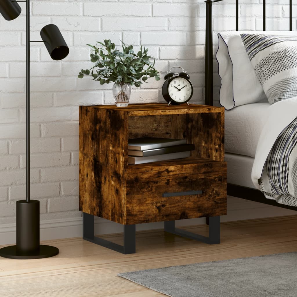 Berkfield Bedside Cabinet Smoked Oak 40x35x47.5 cm Engineered Wood