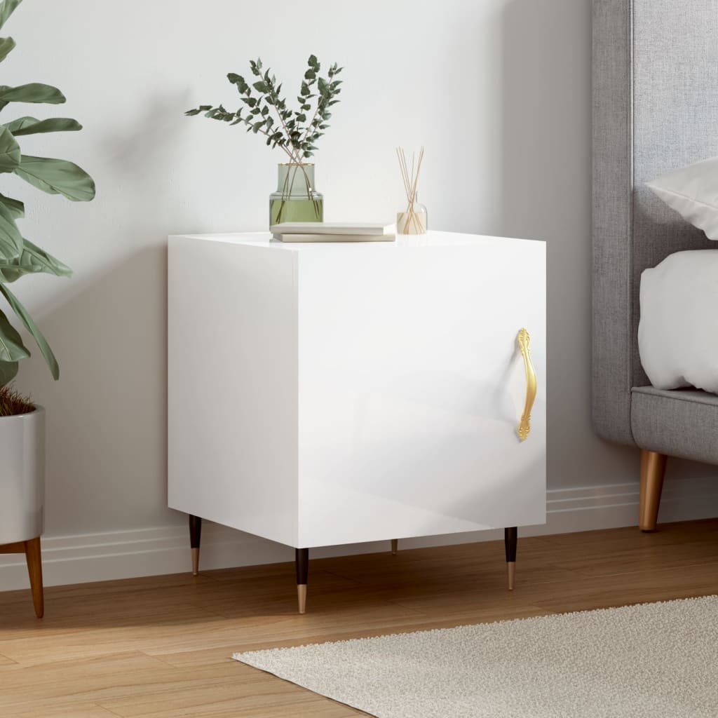 Berkfield Bedside Cabinet High Gloss White 40x40x50 cm Engineered Wood