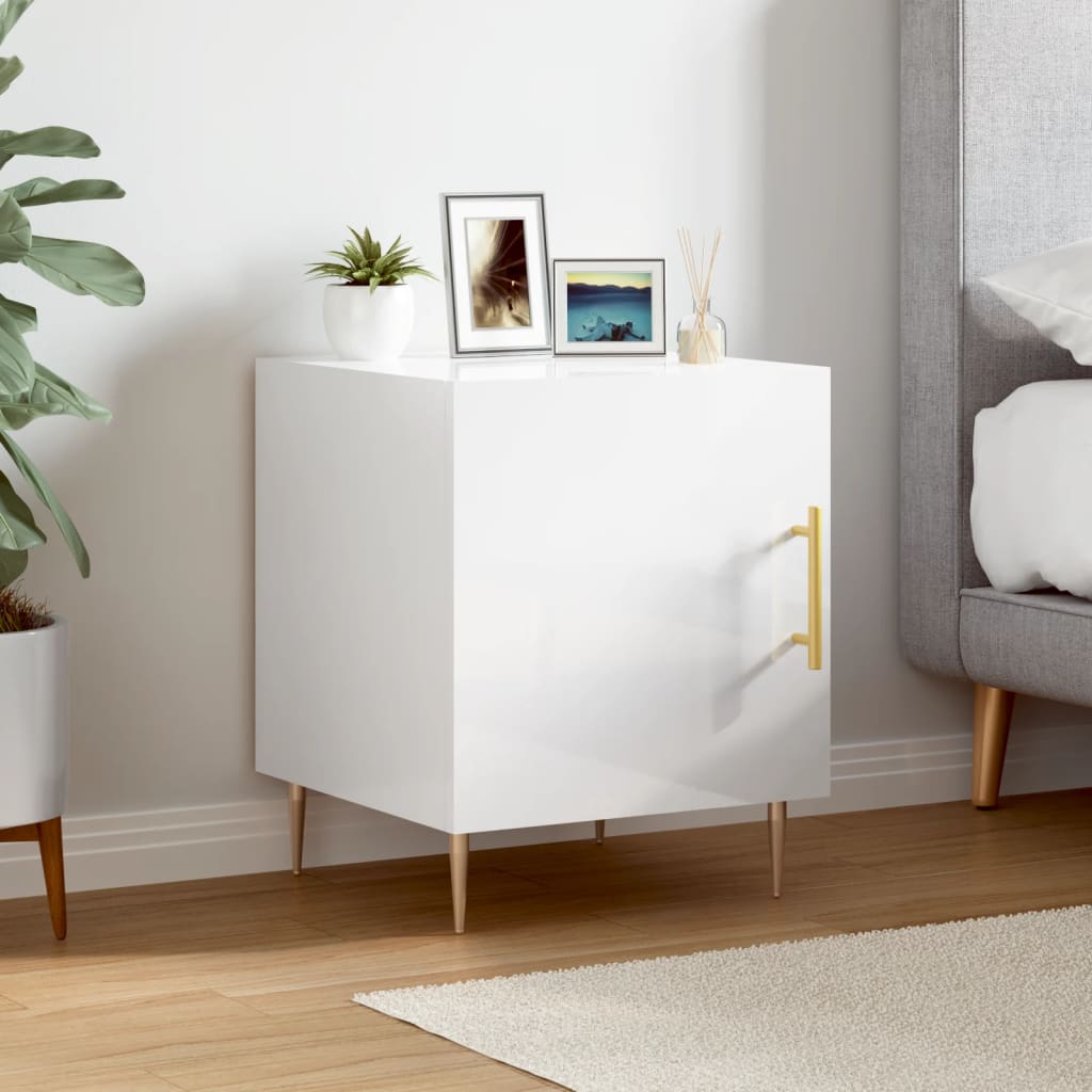 Berkfield Bedside Cabinet High Gloss White 40x40x50 cm Engineered Wood