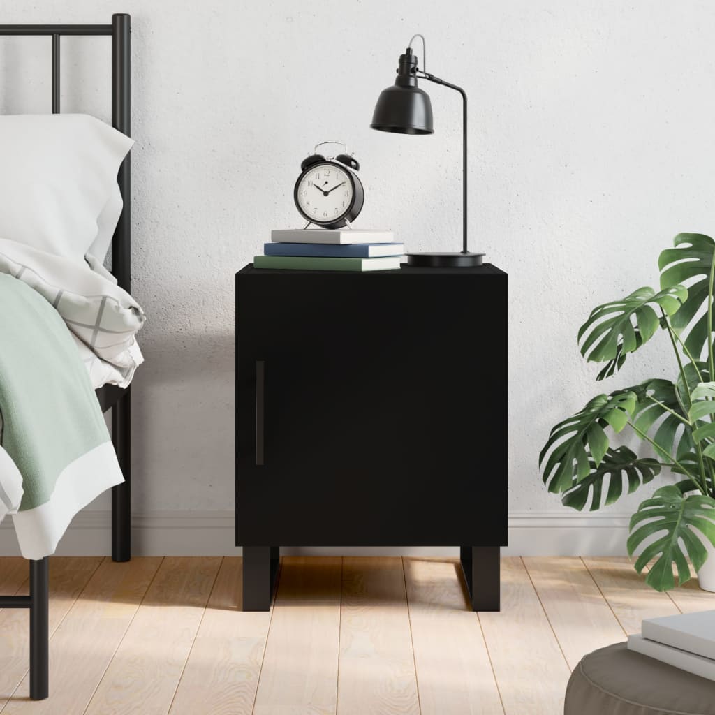 Berkfield Bedside Cabinet Black 40x40x50 cm Engineered Wood