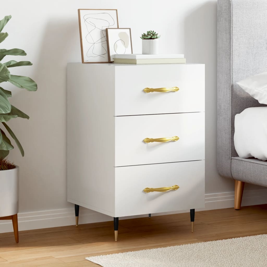 Berkfield Bedside Cabinet High Gloss White 40x40x66 cm Engineered Wood