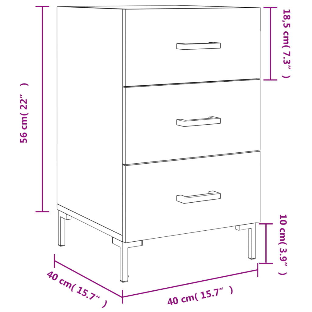 Berkfield Bedside Cabinet Sonoma Oak 40x40x66 cm Engineered Wood