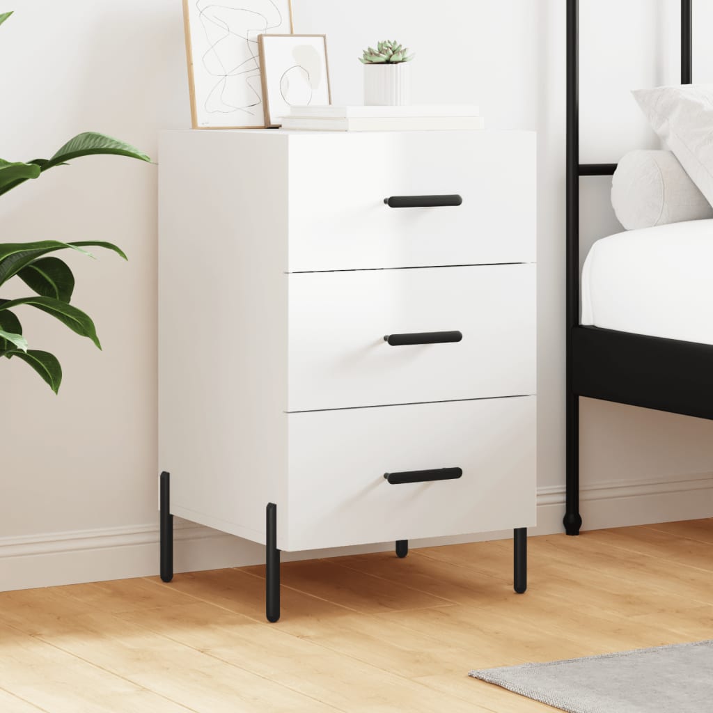 Berkfield Bedside Cabinet High Gloss White 40x40x66 cm Engineered Wood