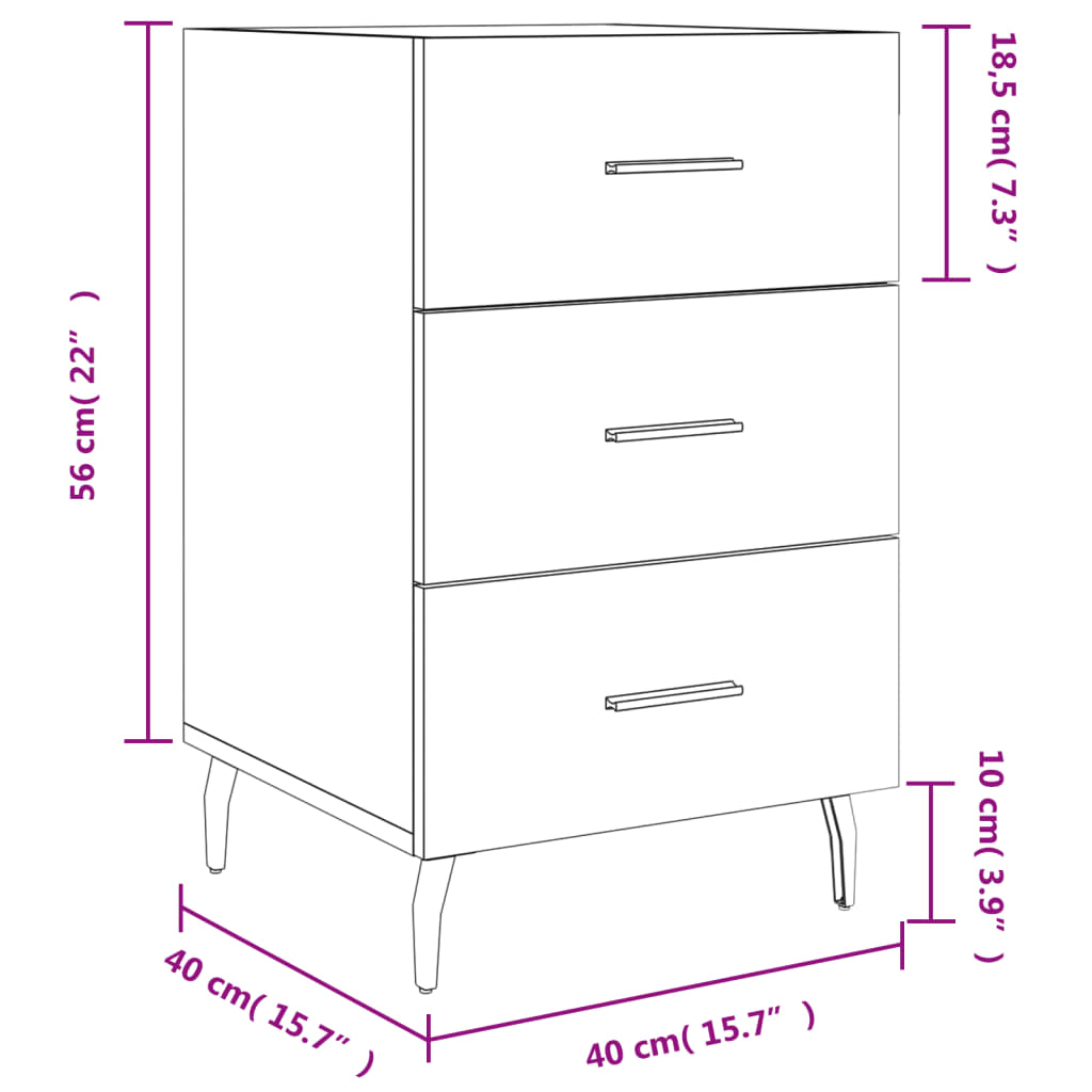 Berkfield Bedside Cabinet Grey Sonoma 40x40x66 cm Engineered Wood