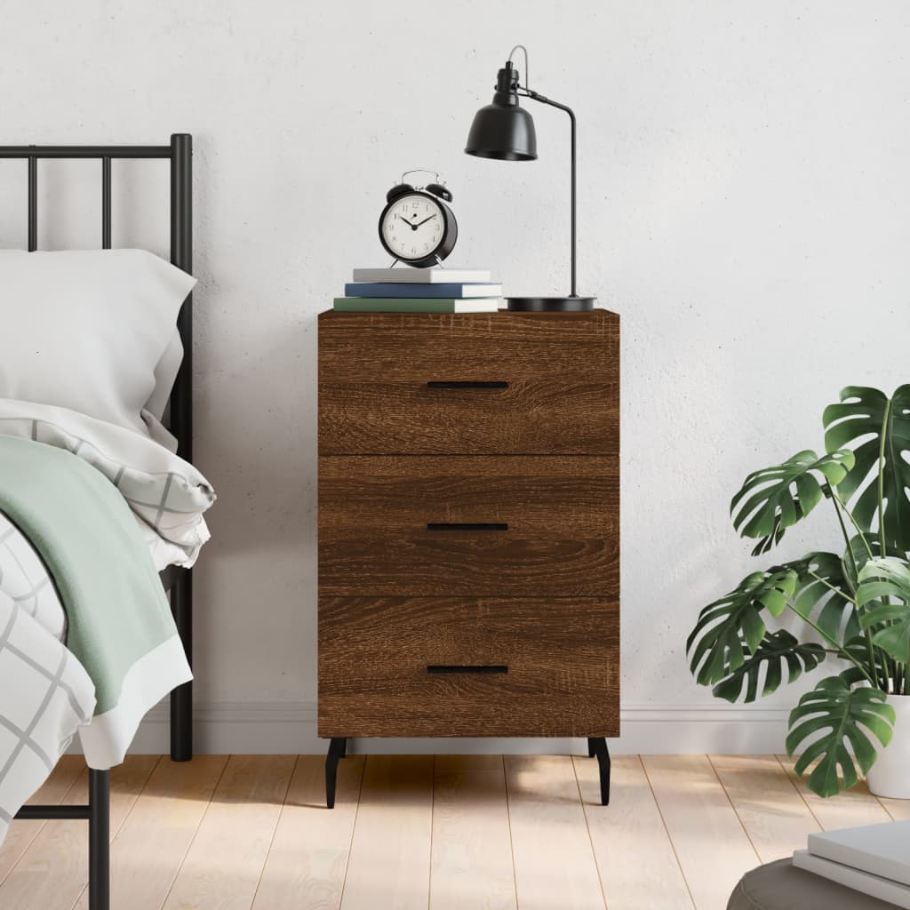 Berkfield Bedside Cabinet Brown Oak 40x40x66 cm Engineered Wood