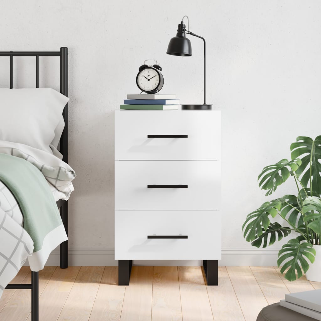 Berkfield Bedside Cabinet High Gloss White 40x40x66 cm Engineered Wood