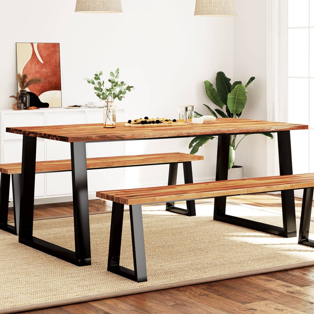 Berkfield Dining Table with Live Edge 180x90x75 cm Solid Wood Acacia