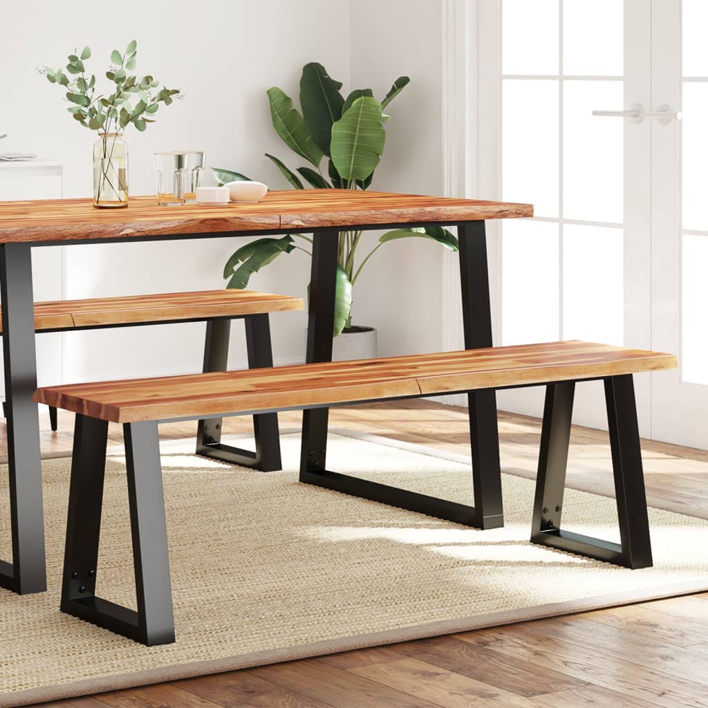 Berkfield Bench with Live Edge 140 cm Solid Wood Acacia